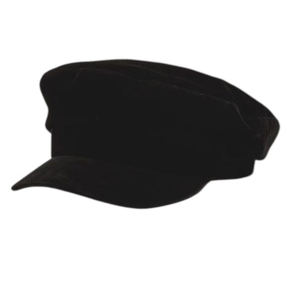 Zara Accessories Black Velour Velvet Newsboy Casquette Beret Nautical Cap Hat S - Picture 1 of 6